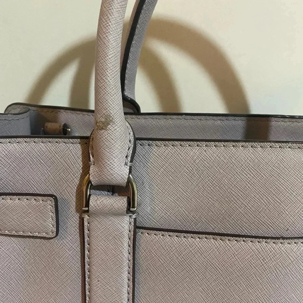Michael kors grey saffiano leather satchel handbag